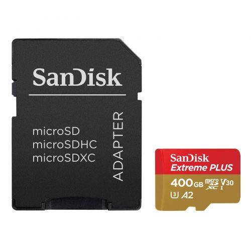 SanDisk Extreme Plus microSDXC UHS-I U3 A2 V30 400 Go + Adaptateur SD - Rue Montgallet