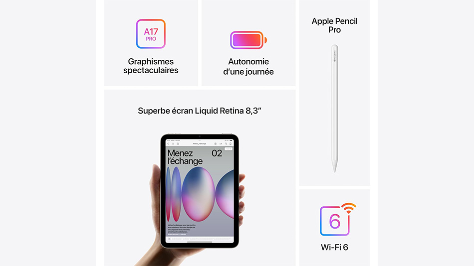 Apple iPad mini (2024) 512 Go Wi-Fi Lumière Stellaire - Rue Montgallet